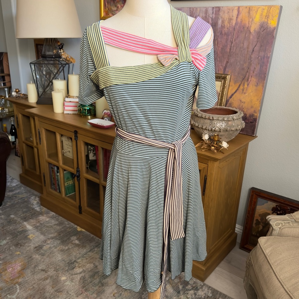 BYRON LARS “Beguile” Striped Dress L Rare